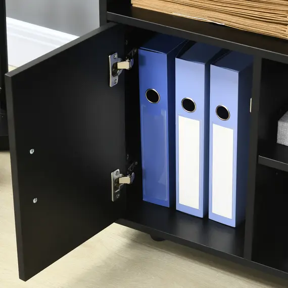 Buy Multi-Storage Printer Stand Unit Office Desk Side Mobile Storage w/ Wheels Modern Style 60L x 50W x 65.5H cm - Black, 7 image