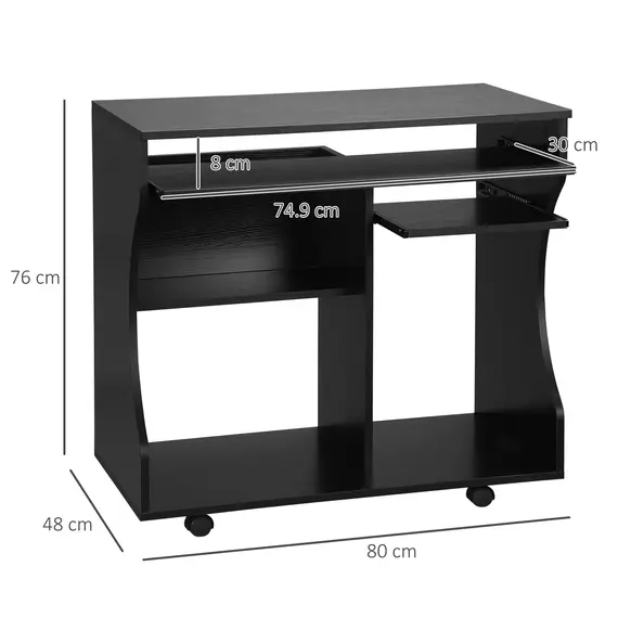 Buy Multi-Storage Compact Work Desk, with Wheels - Black, 3 image