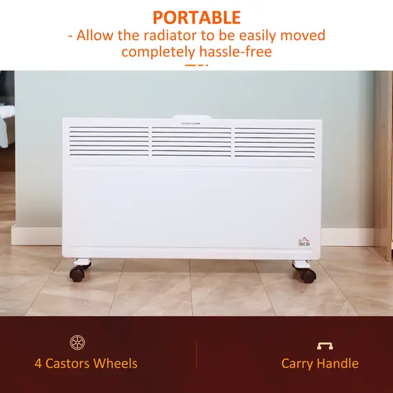 Buy POWER Convector Radiator Freestanding or Wall-mounted Heating with 2 Heat Settings Safety Cut-Off, White, 8 image