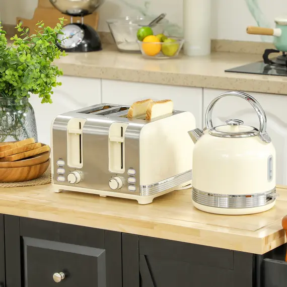 Buy Polished Metal Kettle and Toaster Set - Cream, 2 image