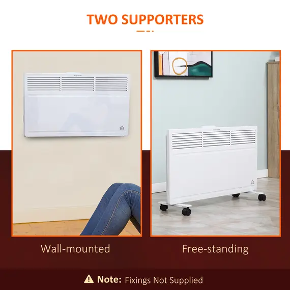Buy POWER Convector Radiator Freestanding or Wall-mounted Heating with 2 Heat Settings Safety Cut-Off, White, 5 image