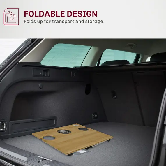 Buy Portable Bamboo Top Wine and Glass Picnic Table, 5 image