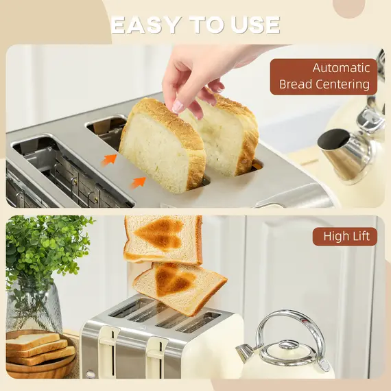 Buy Polished Metal Kettle and Toaster Set - Cream, 8 image