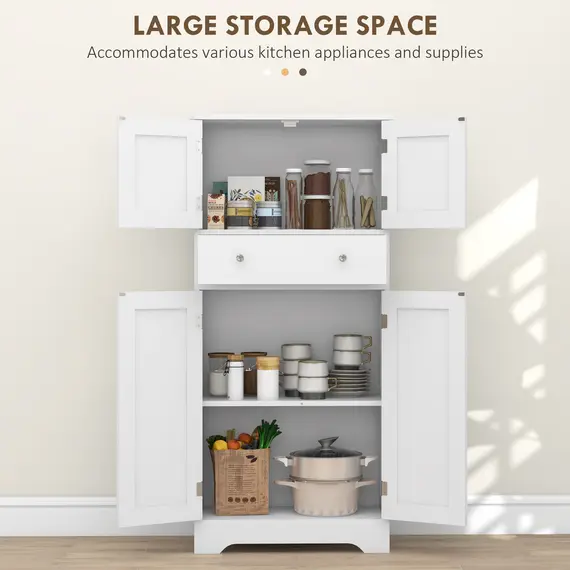 Buy Multi-Storage Freestanding Kitchen Cabinet - White, 5 image