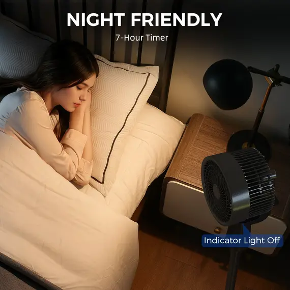 Buy Pedestal Air Circulation Fan with Oscillating, Light Off, Black, 6 image