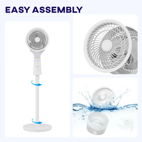 Buy Pedestal Air Circulation Fan with Oscillating, Light Off, White, 8 image