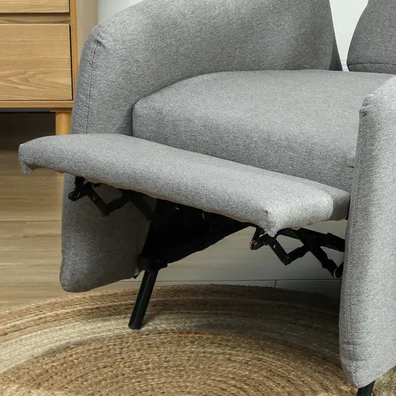 Buy Push Back Recliner Armchair, Fabric High Back Reclining Chair with Adjustable Leg Rest and Pocket Spring Seat for Living Room, Bedroom, Home Office, Grey, 8 image
