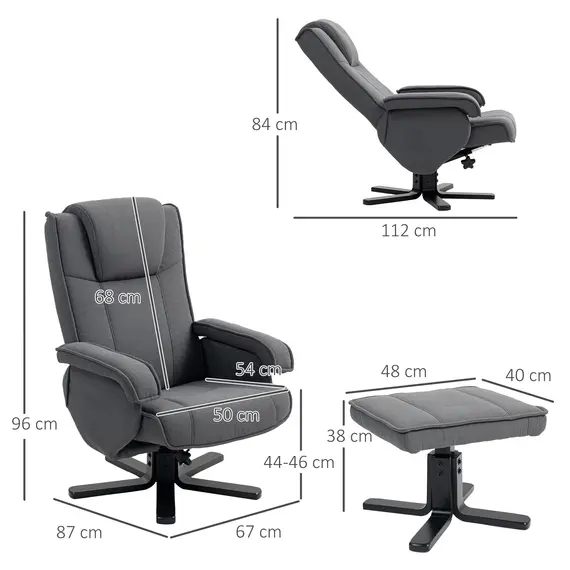 Buy Rocker Swivel Recliner Chair with Footstool - Charcoal Grey Velvet, 3 image