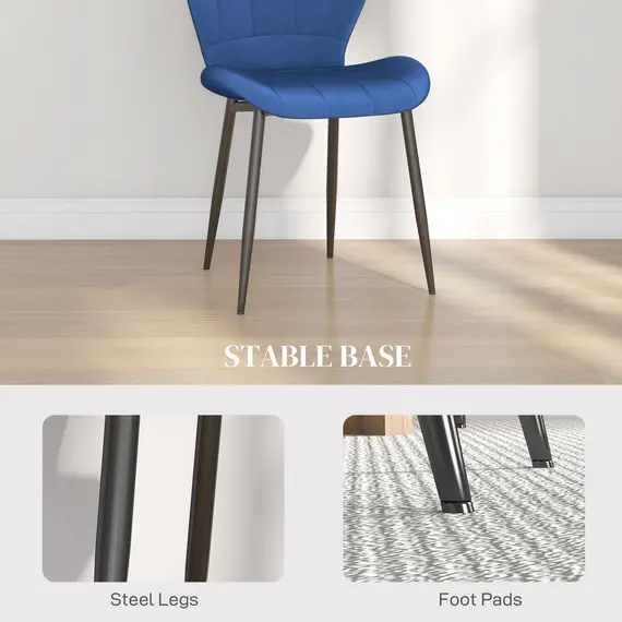 Buy Set of Four Velvet Relaxed Tub Dining Chairs - Dark Blue, 6 image