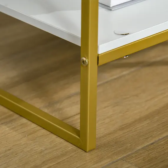 Buy Set of Two Elegant Bedside Tables - White/Gold-Tone, 7 image