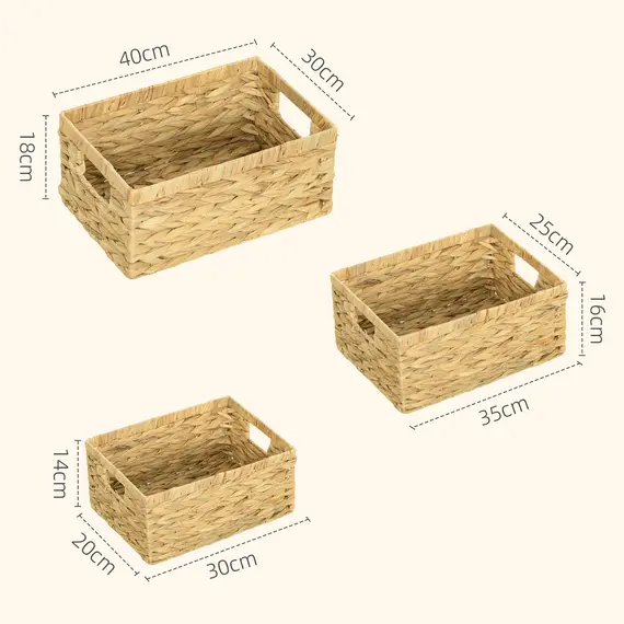 Buy Set of Three Water Hyacinth Storage Baskets, 3 image