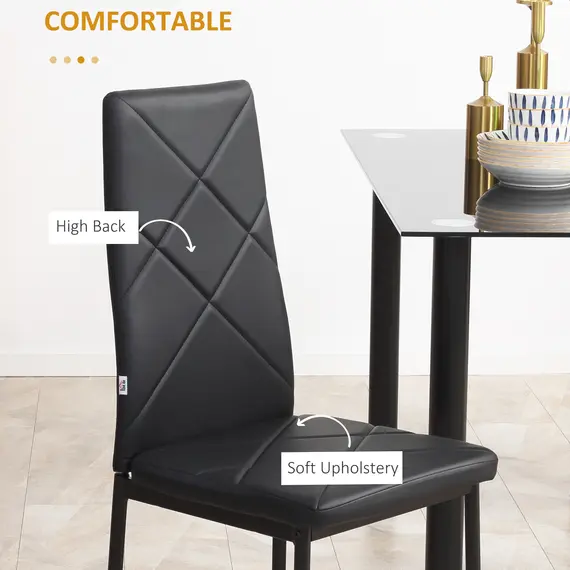 Buy Set of 4 Faux Leather Dining Chairs - Black, 6 image