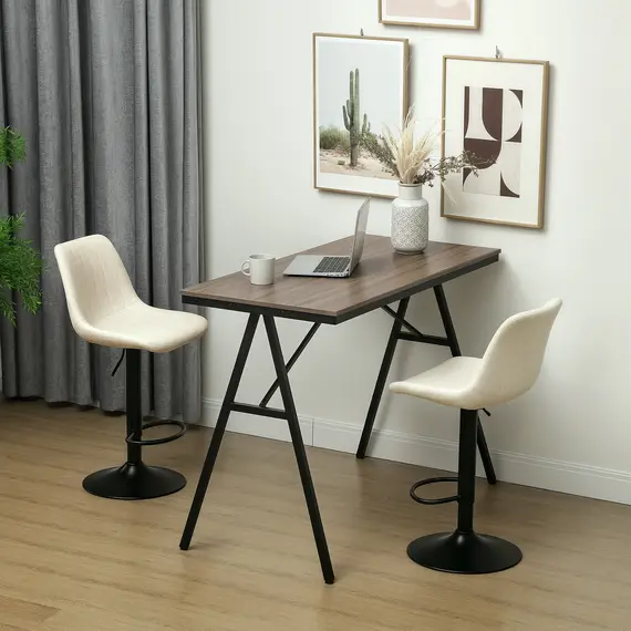 Buy Set of Two Chenille-Feel Tub Bat Stools - Beige, 2 image