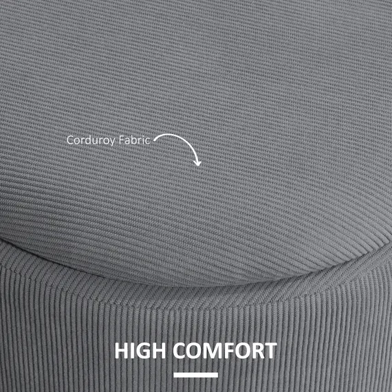 Buy Set of Two Corduroy Storage Ottomans - Grey, 6 image