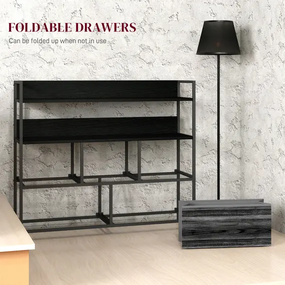 Buy Rustic Chest of Five Fabric Drawers - Black, 6 image