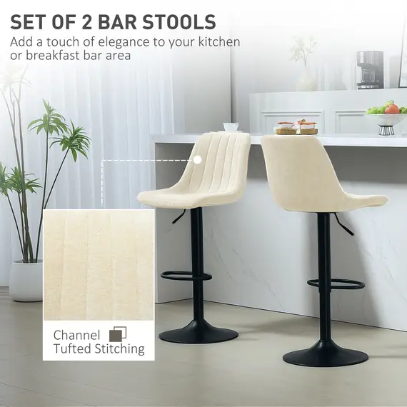 Buy Set of Two Chenille-Feel Tub Bat Stools - Beige, 4 image