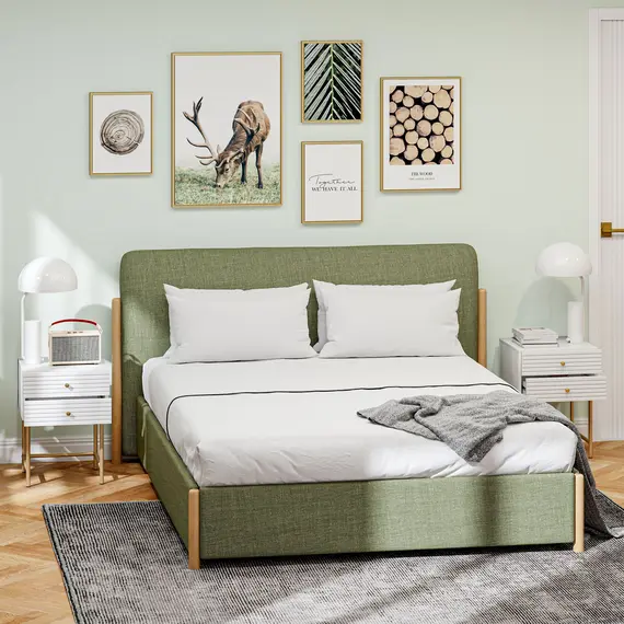 Buy Set of Two Elegant Bedside Tables - White/Gold-Tone, 8 image