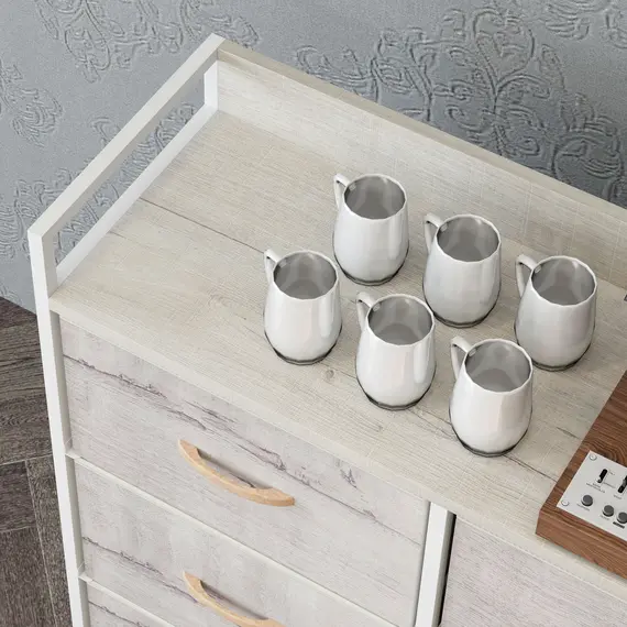 Buy Rustic Chest of Six Fabric Drawers - Natural, 8 image