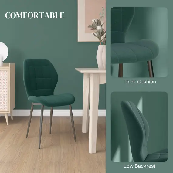Buy Set of Four Flannel Relaxed Tub Dining Chairs - Green, 5 image