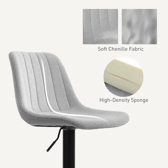 Buy Set of Two Chenille-Feel Tub Bat Stools - Grey, 7 image