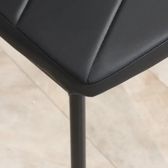 Buy Set of 4 Faux Leather Dining Chairs - Black, 8 image