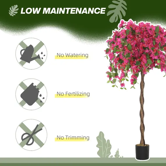 Buy Set of 2 Decorative Artificial Plants, Murraya Flowers in Pots, Fake Plants for Home Indoor Decor, 120cm, Purple and Red, 6 image