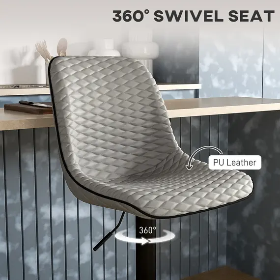Buy Set of Two Faux Leather Bar Stools - Grey, 6 image