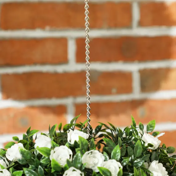 Buy Set of 2 Decorative Artificial Plants, UV-protected Artificial Plant Topiary Rose Balls, Fake Plants for Home Indoor outdoor Decor, 28cm, White, 9 image