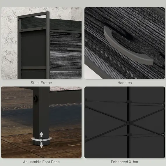 Buy Rustic Chest of Six Fabric Drawers - Black, 7 image