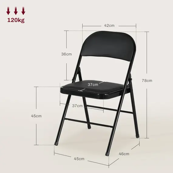Buy Set of Four Cushioned Folding Chairs - Black, 3 image