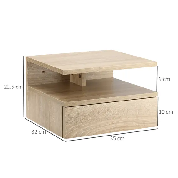 Buy Set of Two Floating Bedside Tables - Oak Tone, 3 image
