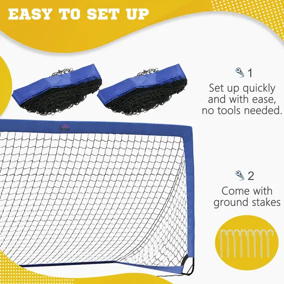 Buy Set of 2 Football Goal Net 6 x 3 ft Foldable Outdoor Sport Training Teens Adults Football with Carrying Bag Blue, 4 image