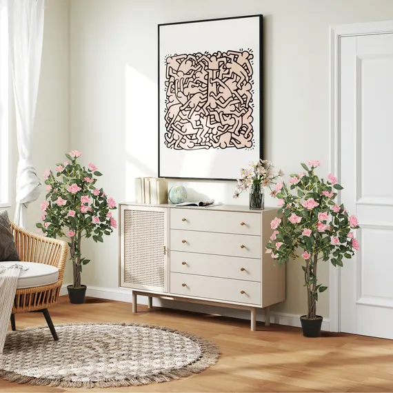 Buy Set of Two Faux Rose Plants, with Pots, 2 image