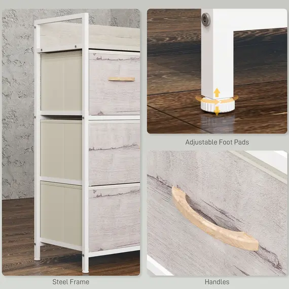 Buy Rustic Chest of Four Fabric Drawers - Black, 7 image