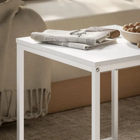Buy Set of Two Boxy Nesting Tables - White/Wood-Effect, 9 image