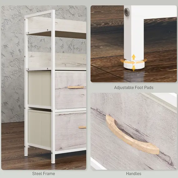 Buy Rustic Chest of Five Fabric Drawers - Natural, 7 image