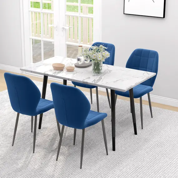 Buy Set of Four Velvet Relaxed Tub Dining Chairs - Dark Blue, 7 image