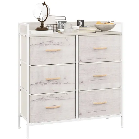 Buy Rustic Chest of Six Fabric Drawers - Natural