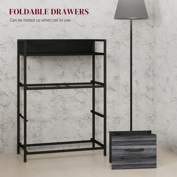 Buy Rustic Chest of Four Fabric Drawers - Black, 6 image