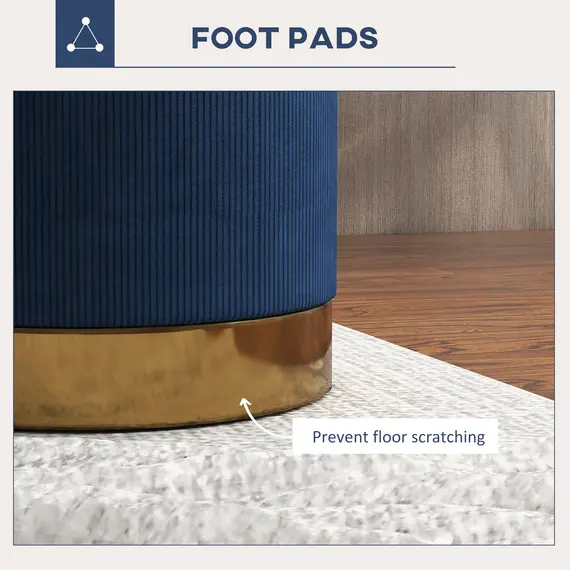 Buy Soft Padded Corduroy Footstool - Dark Blue, 5 image