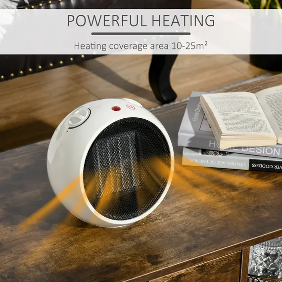 Buy Small Table Top Space Heater, Ceramic Electric Heater with 2 Heat and Fan, Adjustable Temperature, Tip-Over & Overheating Protection, 900W/1500W, 4 image