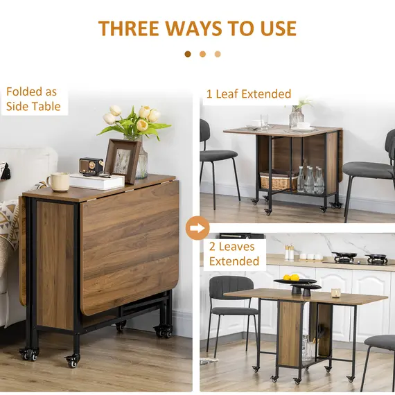 Buy Six-Person Drop Leaf Dining Table - Brown/Black, 5 image