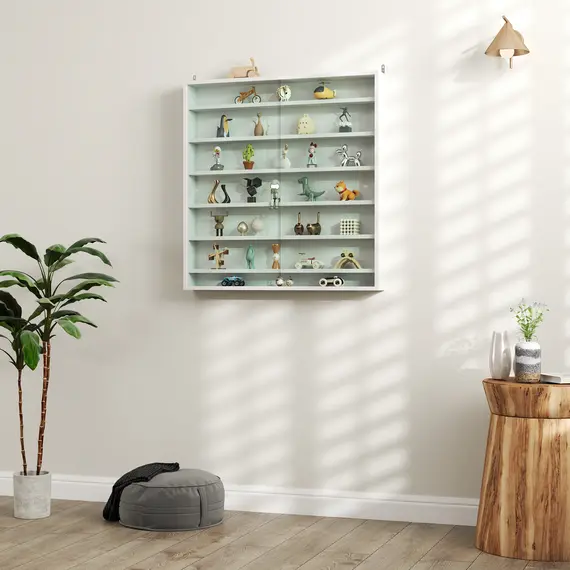 Buy Six Shelf Display Cabinet, with Glass Doors - White, 7 image