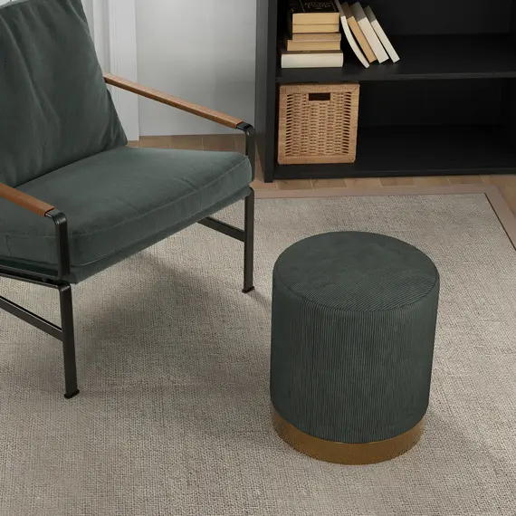 Buy Soft Padded Corduroy Footstool - Dark Green, 8 image