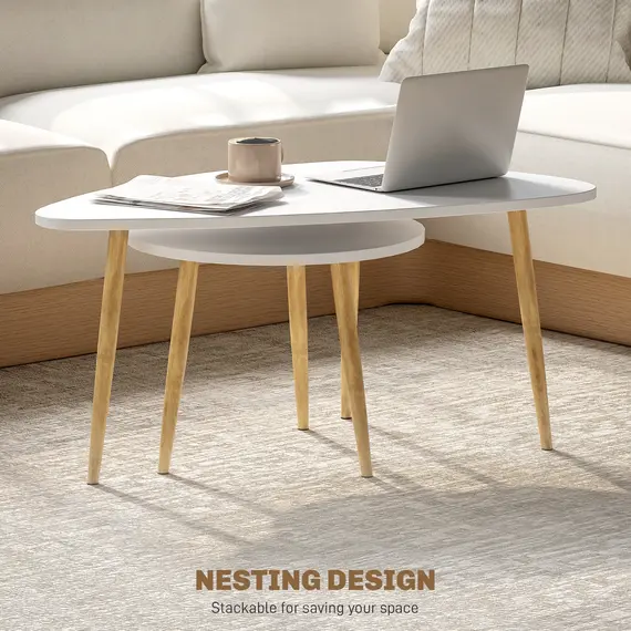 Buy Set of Two Scandinavian-Style Coffee Tables - White, 6 image