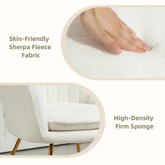 Buy Set of Two Sherpa Fleece Dining Chairs - Cream, 5 image