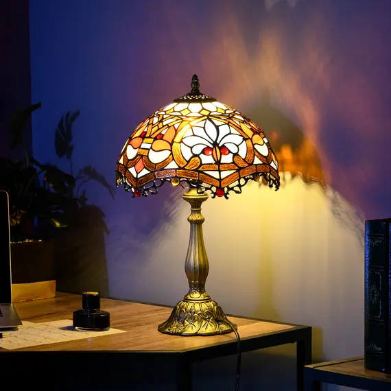 Buy Stained Glass Table Lamp, Handcrafted Artisan Collectible, Suitable for Living Room and Bedside, Multi-Coloured, Ð¤31 x 48Hcm, Zinc Alloy., 2 image