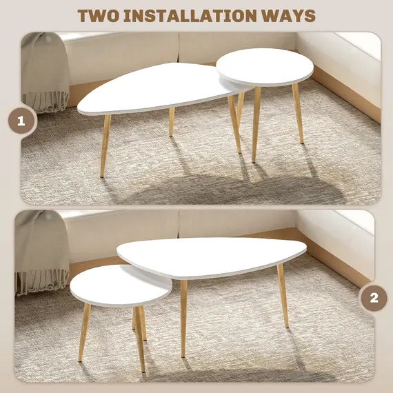 Buy Set of Two Scandinavian-Style Coffee Tables - White, 8 image