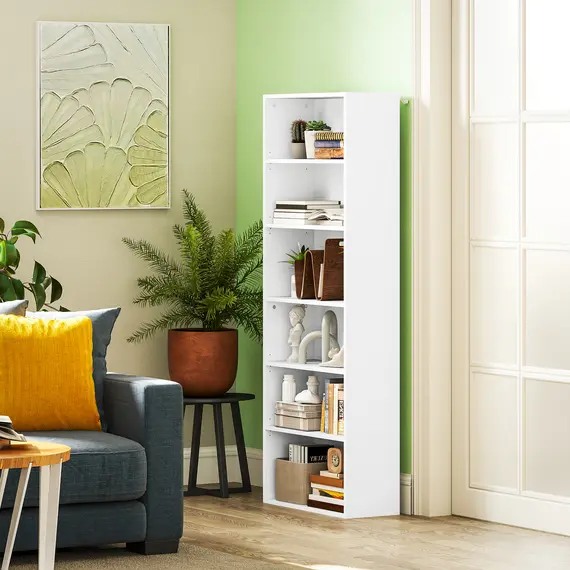 Buy Six Shelf Bookcase - White, 2 image