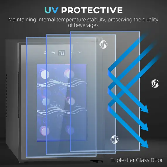 Buy Six Bottle 8-18„ƒ Countertop Wine Fridge - Black, 8 image